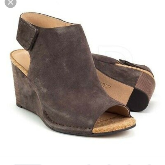 taupe suede wedges